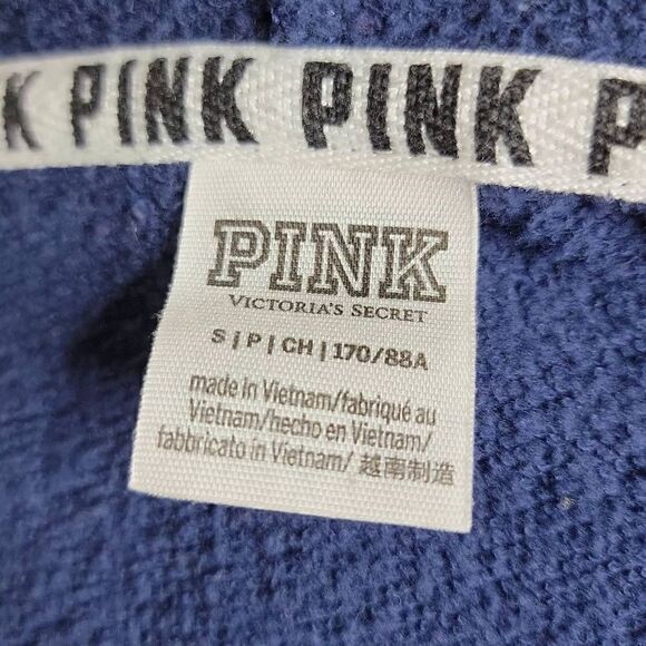 PINK Victoria's Secret Side Snap Full Zip Hoodie Jacket Navy Blue Small - Picture 4 of 15